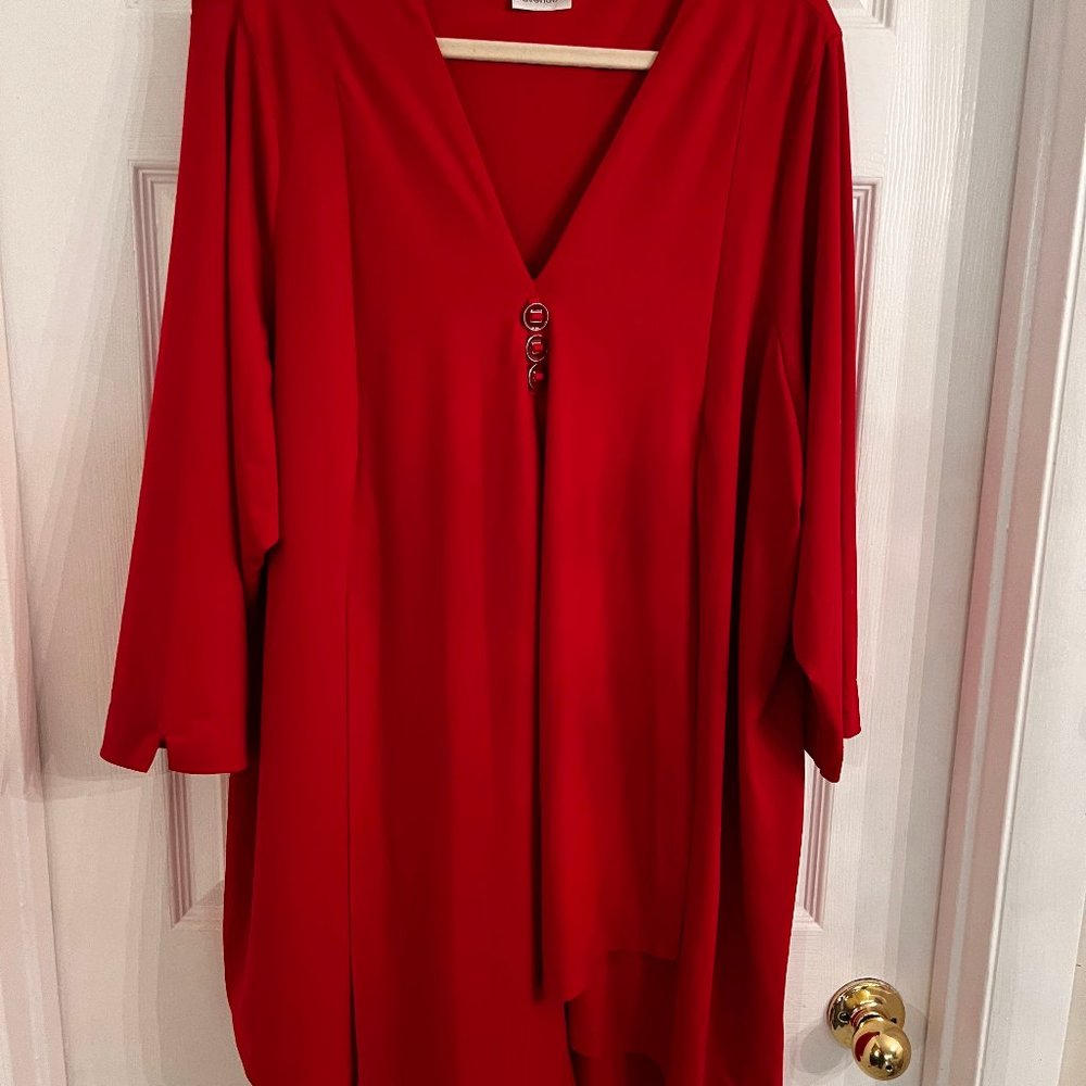 Avenue, High/low shirt, red - Size: 30/32